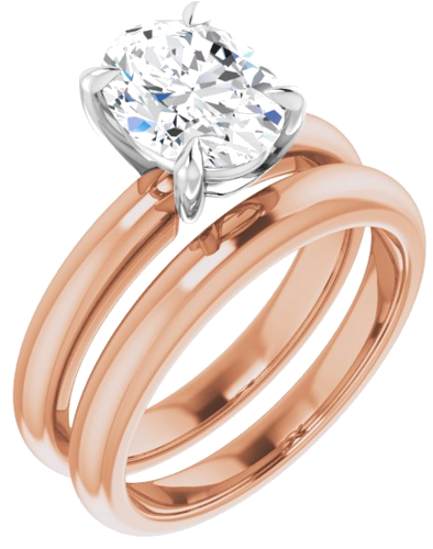 Sužadėtuvių Žiedas „Solitaire“ 585 Baltojo Ir Rožinis Aukso Oval 9mm x 7mm (6)