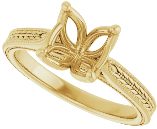 14K Yellow  8 mm Round Solitaire Engagement Ring Mounting (5)