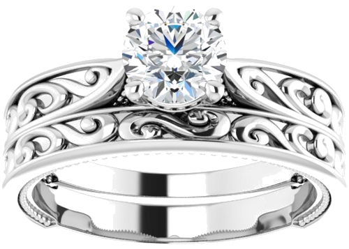 14K White 5.8 mm Round Vintage-Inspired Engagement Ring Mounting (8)