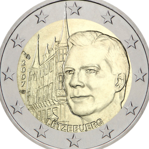 2007 г. Люксембург Монета от 2 евро Дворец на великите херцози (2)