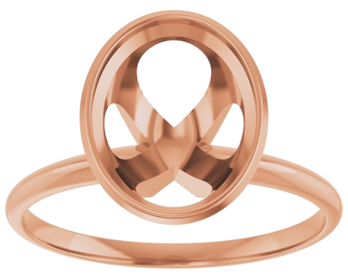 Sužadėtuvių Žiedas „Solitaire“ 585 Rožinis Aukso Oval 10mm x 8mm (3)