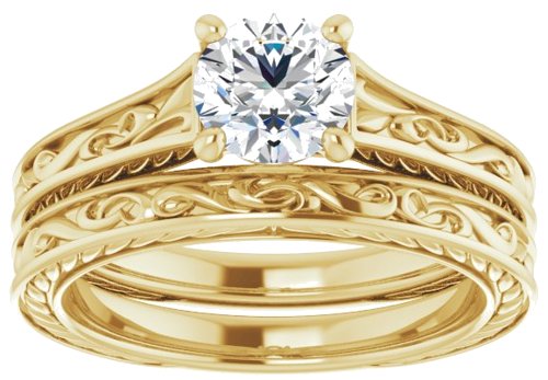 Sužadėtuvių Žiedas „Scroll Solitaire“ 585 Geltonojo Aukso Round 6mm (8)