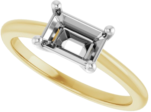 Sužadėtuvių Žiedas „Solitaire“ 585 Baltojo Ir Geltonojo Aukso Emerald 7mm x 5mm (5)