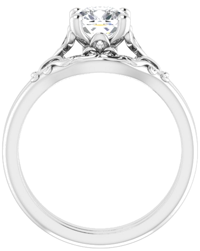 14K White 6 mm Cushion Solitaire Engagement Ring Mounting (7)