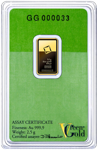 2.5 g Green Gold investīciju zelta stieņi Valcambi (3)