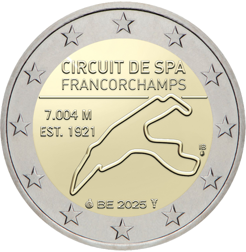 2025 Belgija Formulė-1 2 eurų BU moneta kortelėje (3)