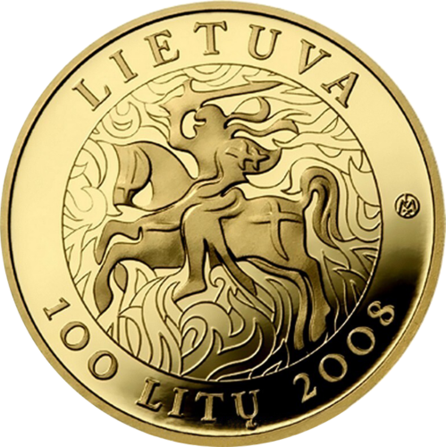 2008 г. - 1000-годишнина на Литва - златна монета от 100 лита PF 70 ULTRA CAMEO (4)