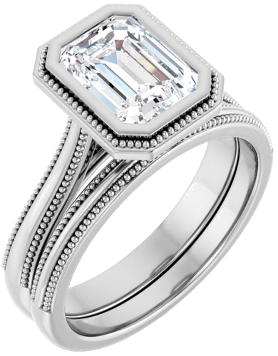 Sužadėtuvių Žiedas „Solitaire“ 585 Baltojo Aukso Emerald 8mm x 6mm (6)