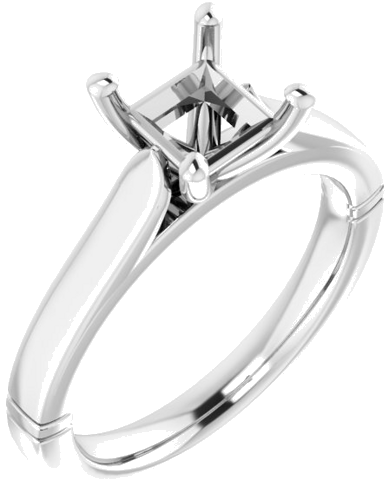 14K White  5.5 mm Square Solitaire Engagement Ring Mounting (1)