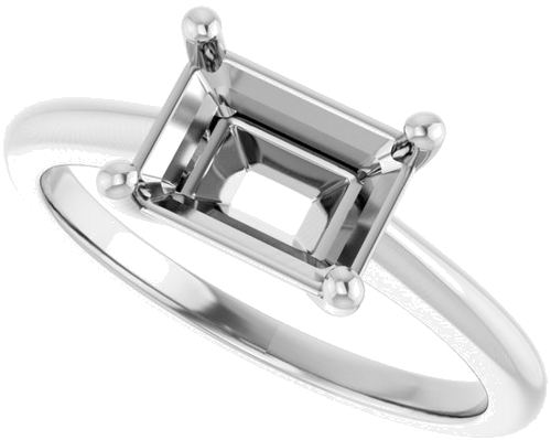 Sužadėtuvių Žiedas „Solitaire“ 585 Baltojo Aukso Emerald 8mm x 6mm (5)