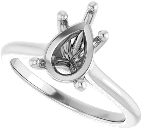 Sužadėtuvių Žiedas „Solitaire“ 585 Baltojo Aukso Pear Shape 10mm x 7mm (5)