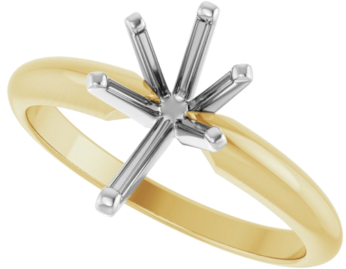 14K Yellow   White 10x6 mm Pear 6-Prong Ring Mounting (5)