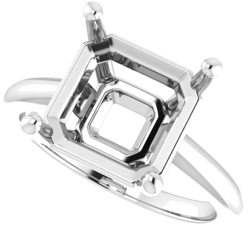 Sužadėtuvių Žiedas 585 Baltojo Aukso Asscher 10mm (5)