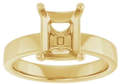 14K Yellow 9x7 mm Emerald Solitaire Engagement Ring Mounting (3)