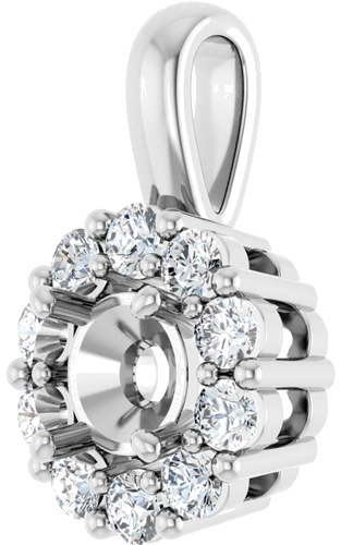 14K White 4.1 mm Round 1 5 CTW Natural Diamond Semi-Set Pendant (2)