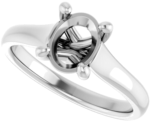 14K White 8x6 mm Oval Solitaire Engagement Ring Mounting (5)