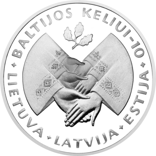 1999 Lithuania 10th Anniversary of the Baltic Way 50 litas silver coin (1)