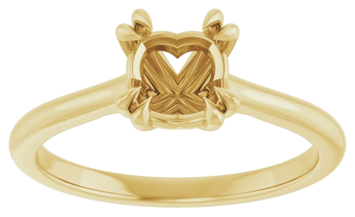 14K Yellow 6 mm Cushion Solitaire Engagement Ring Mounting (3)