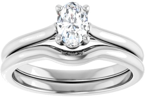 Sužadėtuvių Žiedas „Solitaire“ 585 Baltojo Aukso Oval 6mm x 4mm (8)