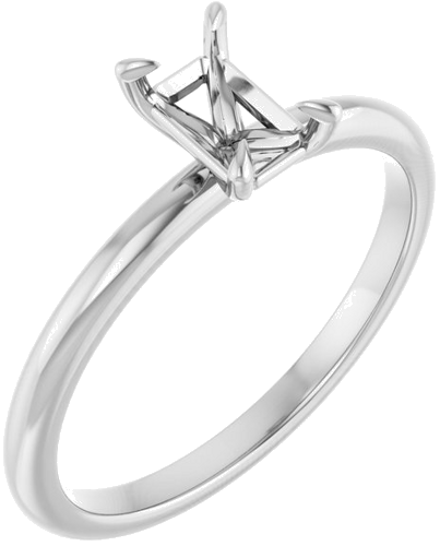 10K White  6x4 mm Emerald Solitaire Engagement Ring Mounting (1)