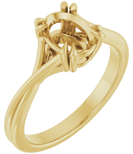10K Yellow 8x6 mm Oval Solitaire Engagement Ring Mounting (1)