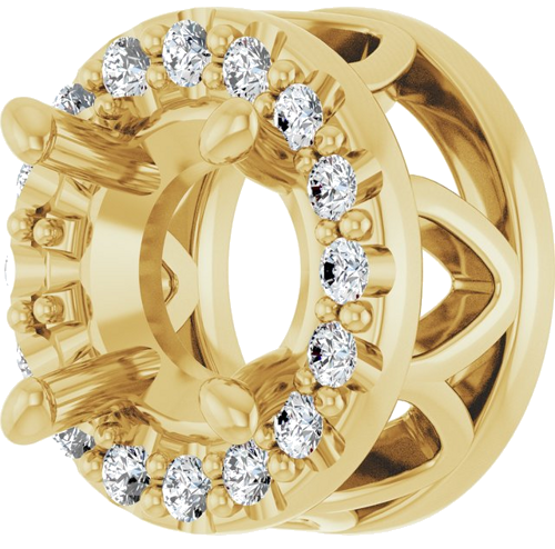 14K Yellow 5.2 mm Round .06 CTW Natural Diamond Semi-Set Pendant (3)