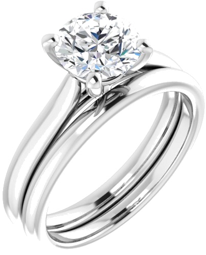 14K White 7 mm Round Engagement Ring Mounting (6)