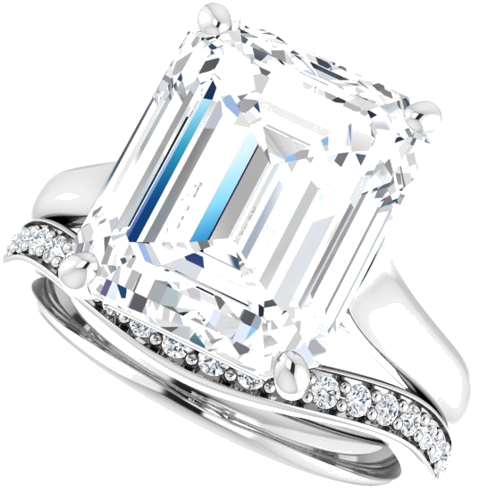 Sužadėtuvių Žiedas „Solitaire“ 585 Baltojo Aukso Emerald 12mm x 10mm (10)