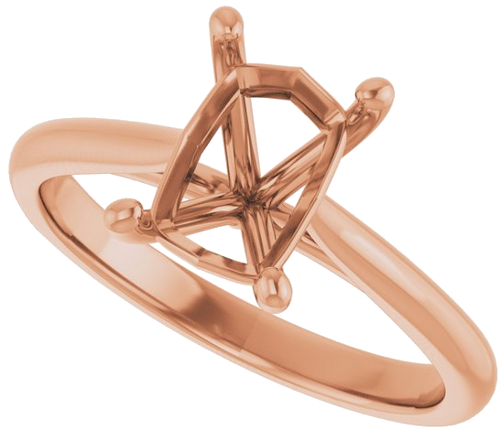 18K Rose 8x6 mm Emerald Solitaire Engagement Ring Mounting (5)