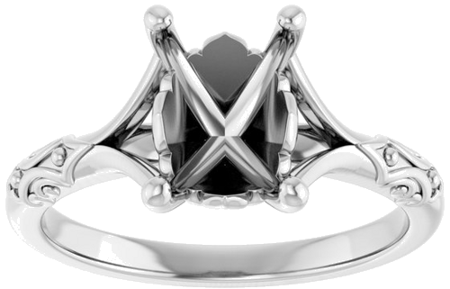 14K White 8x6 mm Emerald Solitaire Engagement Ring Mounting (3)