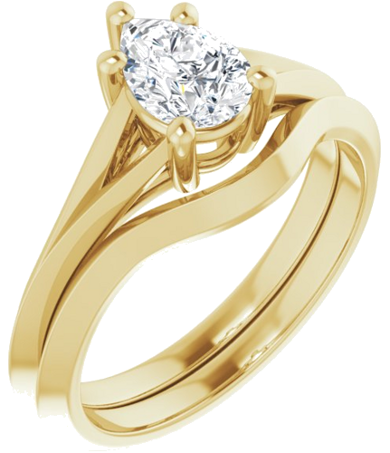Sužadėtuvių Žiedas „Solitaire“ 585 Geltonojo Aukso Pear Shape 7mm x 5mm (6)