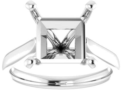 14K White 9 mm Square Engagement Ring Mounting (3)