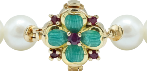 Pearl bracelet with a four-leaf clover ROYAL CLOVER (2)