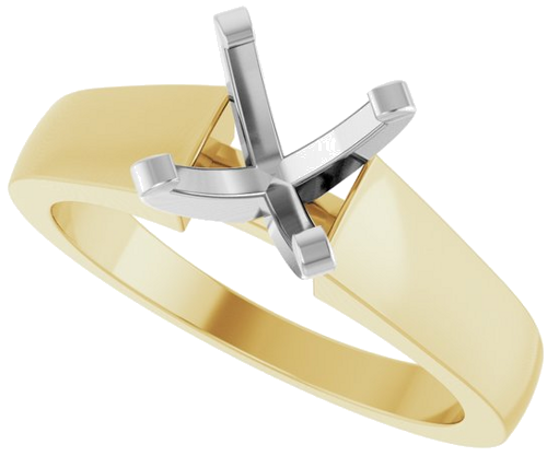 14K Yellow White 7.4 mm Round Solitaire Engagement Ring Mounting (5)