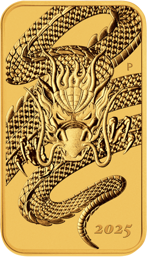 1 oz Drakonas 2025 Australija auksinė moneta (Stačiakampė) (1)