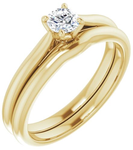 Sužadėtuvių Žiedas „Solitaire“ 585 Geltonojo Aukso Round 4.1mm (6)