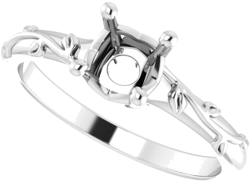 Sužadėtuvių Žiedas „Solitaire“ 585 Baltojo Aukso Round 5.8mm (4)