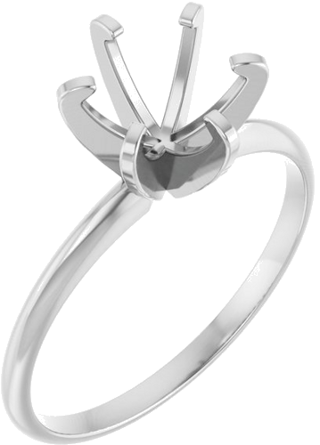 14K White 7.3-7.7 mm Round 6-Prong Solitaire Engagement Ring Mounting (1)