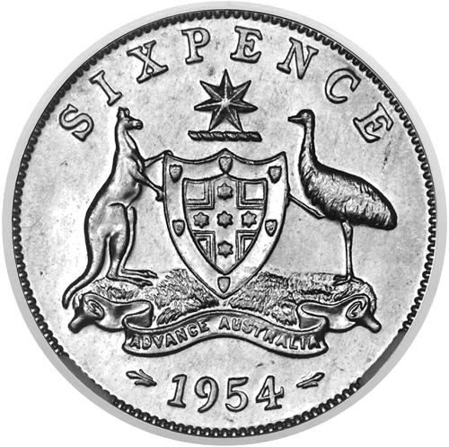 6 pensi Elizabete II (1953-1963)  Austrālija sudraba monēta (2)