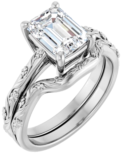 Sužadėtuvių Žiedas „Solitaire“ 950 Platinos Emerald 8mm x 6mm (6)