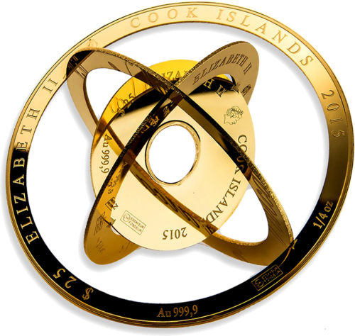 1 oz Армиллярная сфера 2015 Острова Кука золотая монета Valcambi (1)