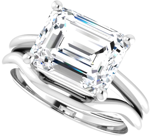 14K White 10x8 mm Emerald Solitaire Engagement Ring Mounting (8)