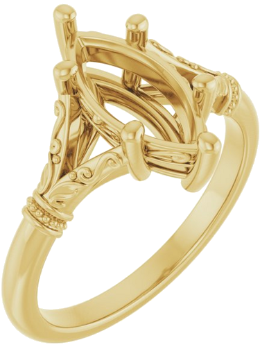 14K Yellow 12x6 mm Marquise Solitaire Engagement Ring Mounting (1)