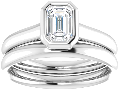 Sužadėtuvių Žiedas „Bezel-Set Solitaire“ 585 Baltojo Aukso Emerald 6mm x 4mm (8)