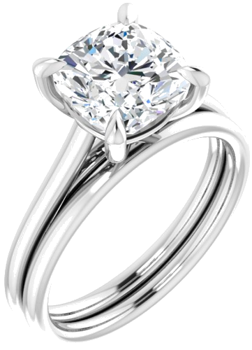 14K White  8 mm Cushion Solitaire Engagement Ring Mounting (6)