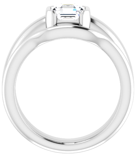14K White 6 x 6 mm Asscher Half Bezel Solitaire Engagement Ring Mounting (7)