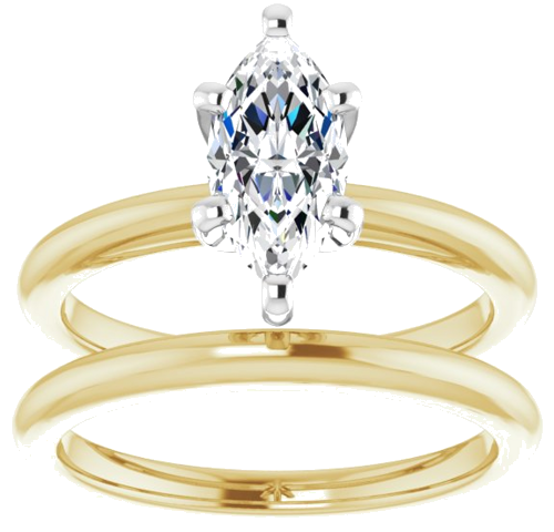 Sužadėtuvių Žiedas „Solitaire“ 585 Baltojo Ir Geltonojo Aukso Marquise 10mm x 5mm (8)