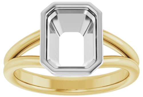 18K Yellow   White 9x7 mm Emerald Engagement Ring Mounting (3)
