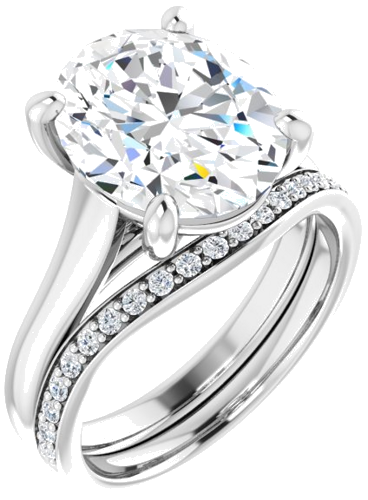 Sužadėtuvių Žiedas „Solitaire“ 585 Baltojo Aukso Oval 12mm x 10mm (6)