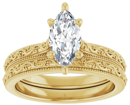 Sužadėtuvių Žiedas „Solitaire“ 585 Geltonojo Aukso Marquise 10mm x 5mm (8)